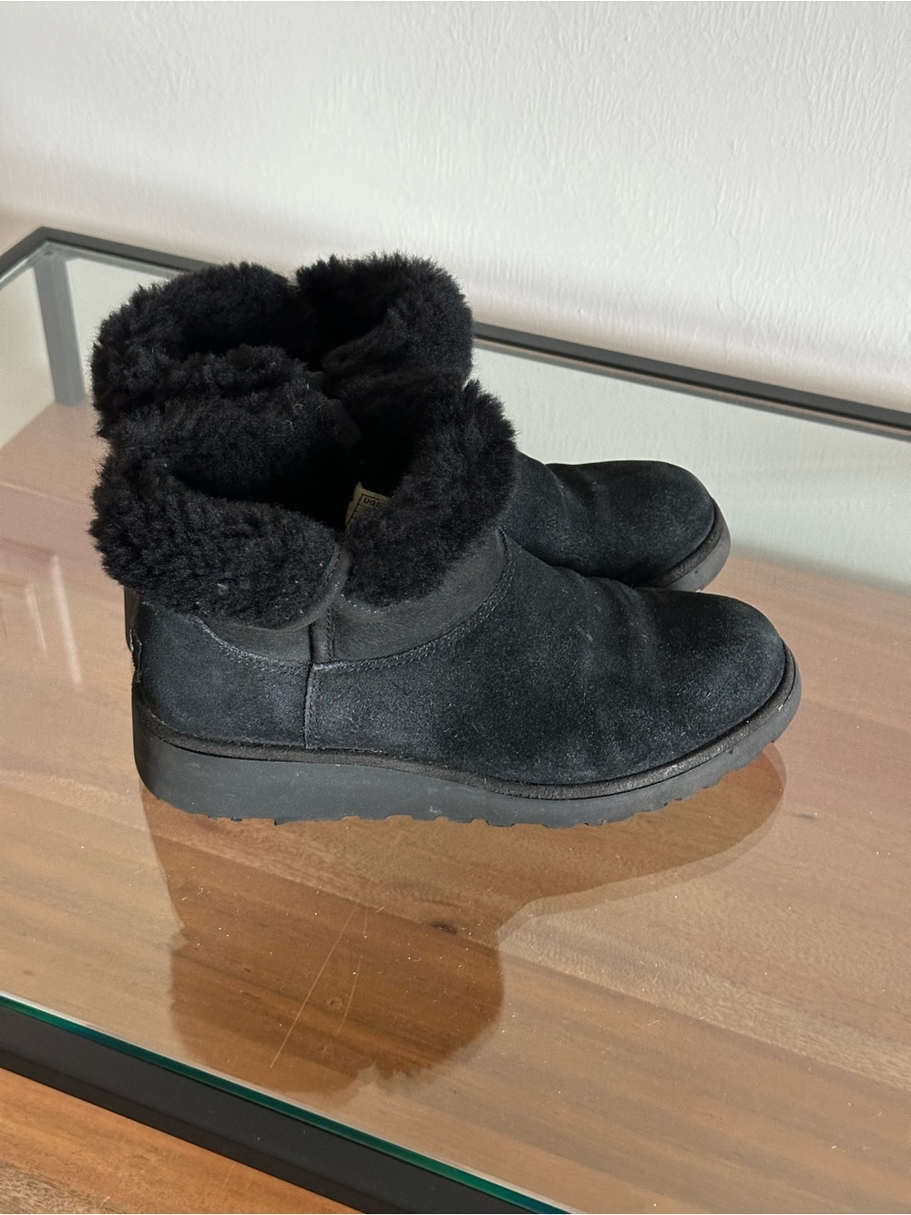 UGG Kristin Classic Slim Mini Boots Black Suede Size 6.5 - Picture 7 of 12